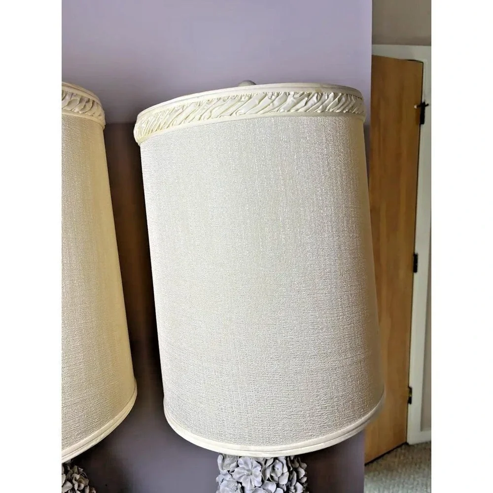 Rare Pair Vintage Porcelain Floral Table Lamps Ceramic‎ Casa Pupo Manises